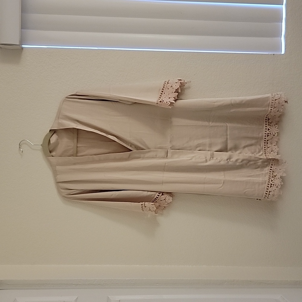 Satin Dressing Robe with Lace